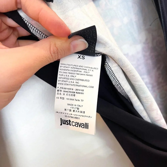 Just Cavalli Black Geometric Floral Designer Colorblock Bodycon Mini Dress XS - Picture 11 of 12